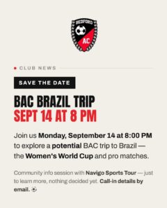 Save the date: BAC Brazil trip info session, Monday September 14 at 8 PM